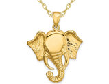 10K Yellow Gold Elephant Head Charm Pendant Necklace with Chain